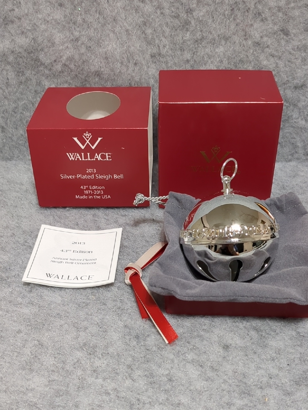 Wallace 2013 Silver Plated 43rd Edition Sleigh Bell Christmas Ornament NIB